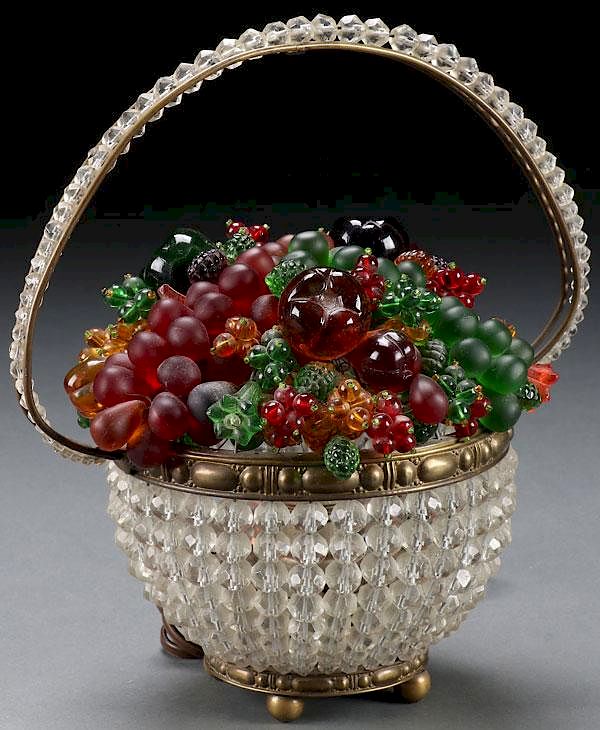 Appraisal: A VERY FINE CZECH ART GLASS BASKET LAMP A VERY