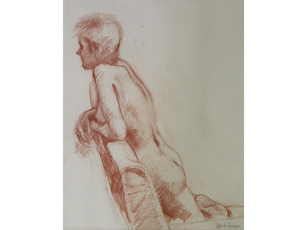 Appraisal: DAVID FAGAN Sanguine chalk male life study signed x