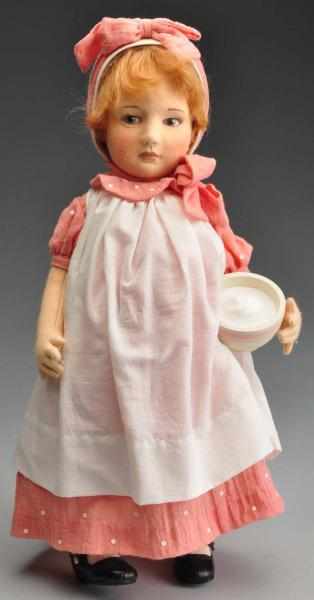 Appraisal: R John Wright Little Miss Muffett Doll Description Molded felt