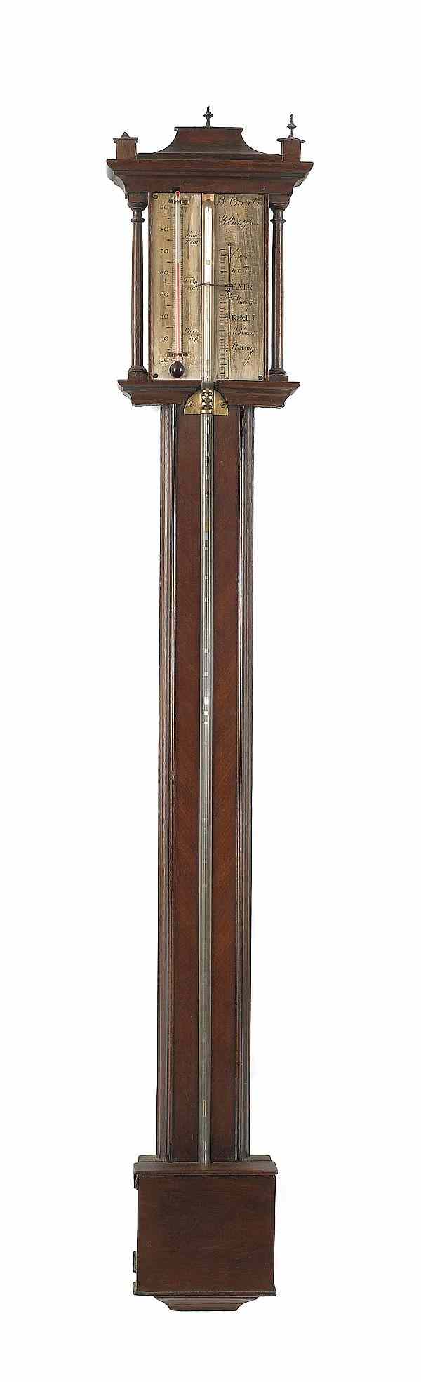 Appraisal: Scottish mahogany stick barometer th c inscribed B Conti Glasgow