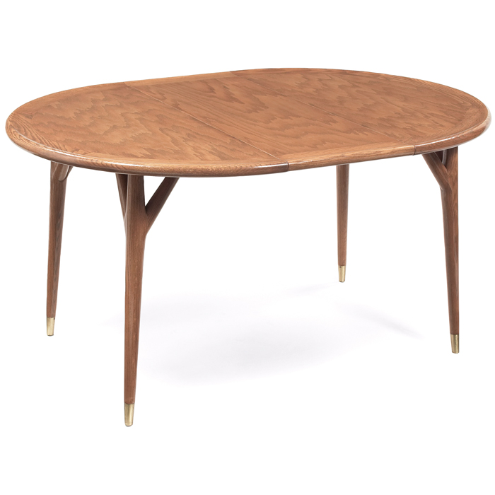 Appraisal: Midcentury dining table maker unknown ash shown with one leaf