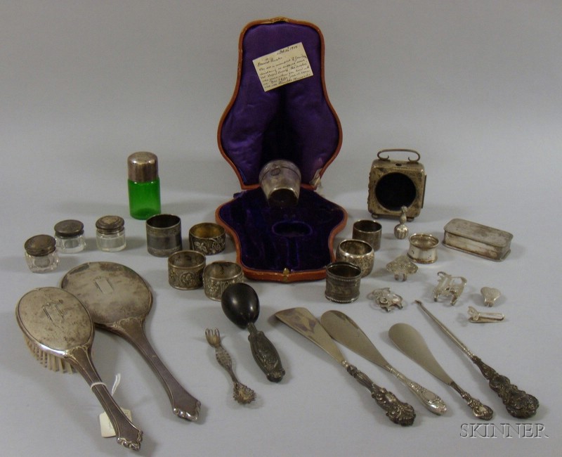 Appraisal: Group of Assorted Mostly Sterling Silver Vanity Desk Items and