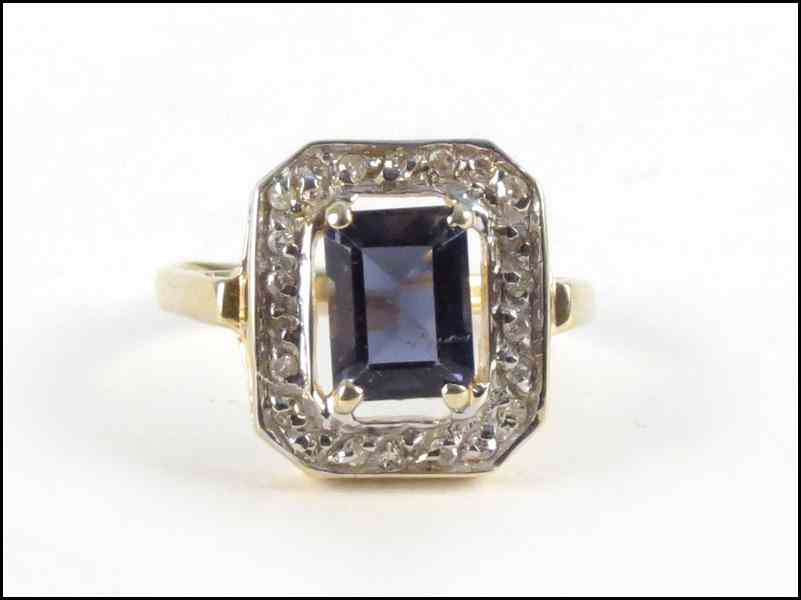 Appraisal: IOLITE DIAMOND AND KARAT YELLOW GOLD RING Emerald cut Iolite