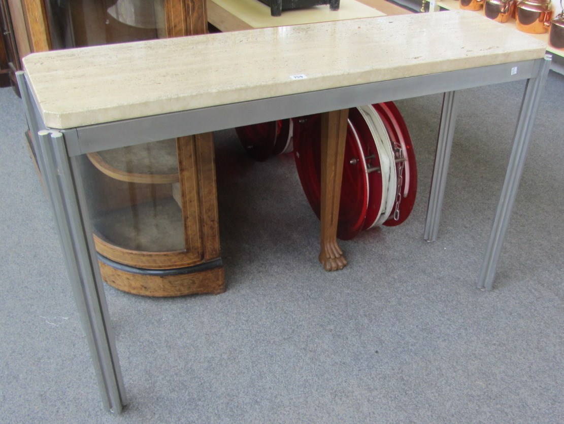 Appraisal: A th Century console table the rectangular faux-limestone top on