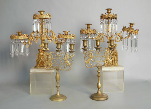 Appraisal: Two brass girandoles h together with a pair of three