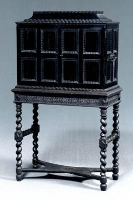 Appraisal: Fine Flemish baroque inlaid cabinet on stand ebonized cabinet with