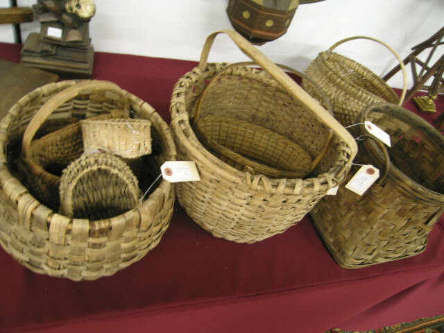 Appraisal: Collection of Antique Baskets including half round miniature split oak