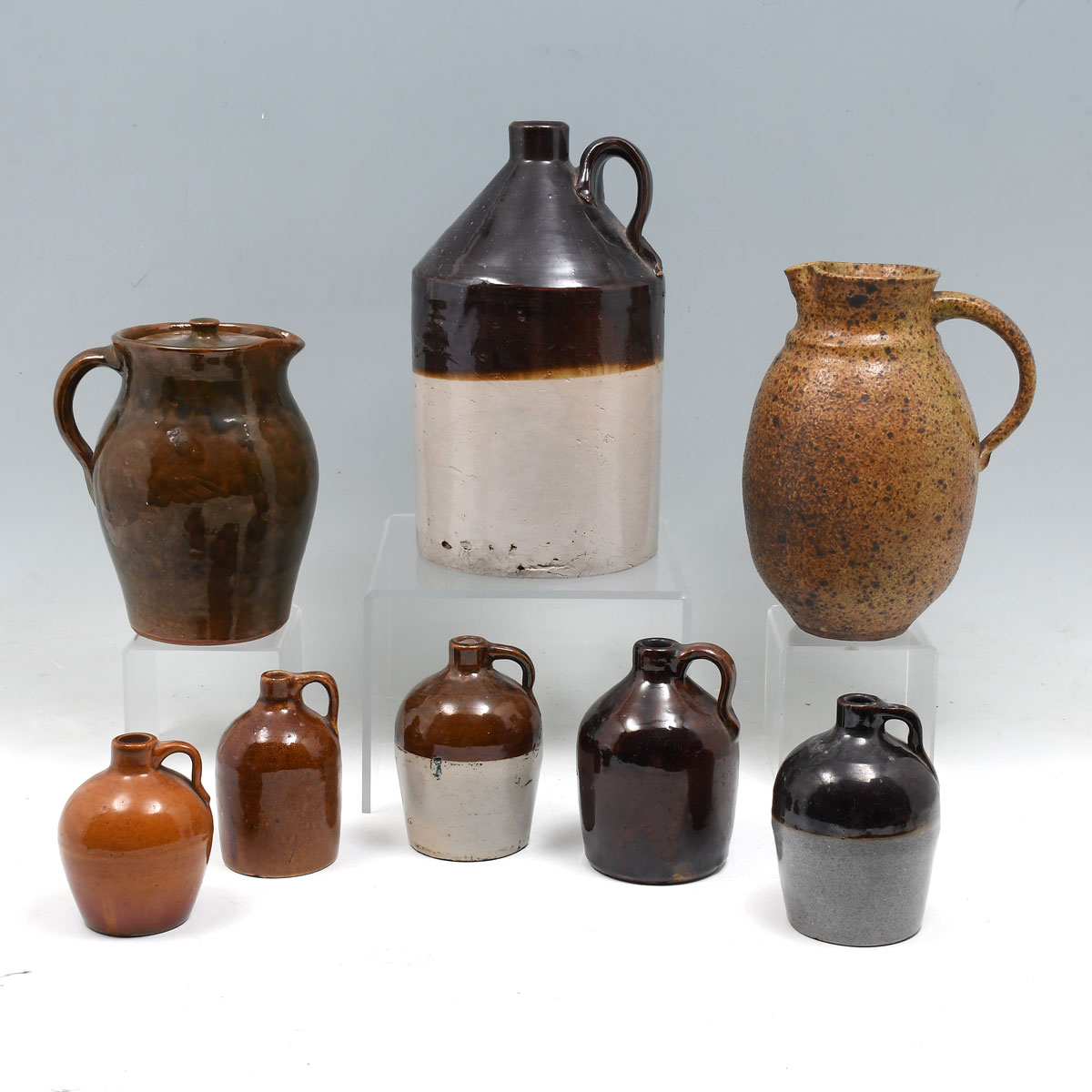 Appraisal: PC STONEWARE JUGS PITCHERS Comprising - Pitchers - Jugs to