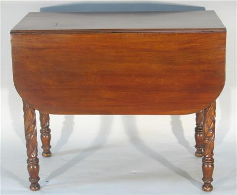 Appraisal: LATE FEDERAL MAHOGANY DROP LEAF TABLE the rectangular top flanked