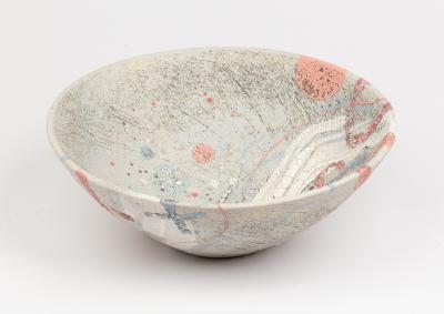 Appraisal: Sylvia Holmes a stoneware bowl with vitreous slips abstract designs