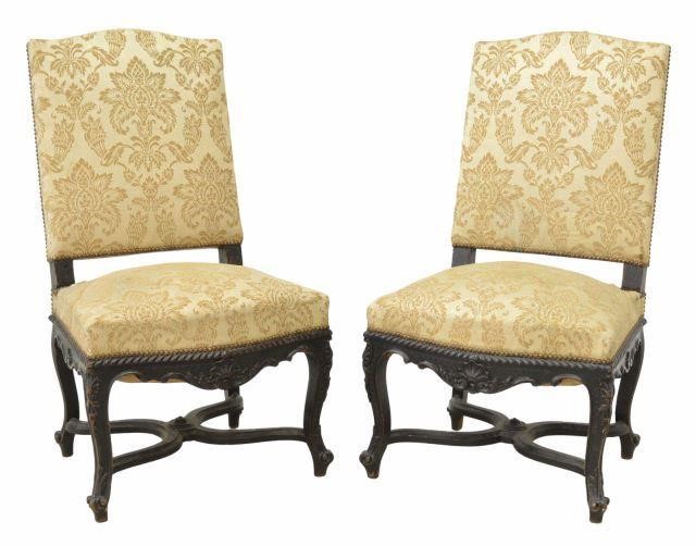 Appraisal: pair French Louis XV style upholstered side chairs th c