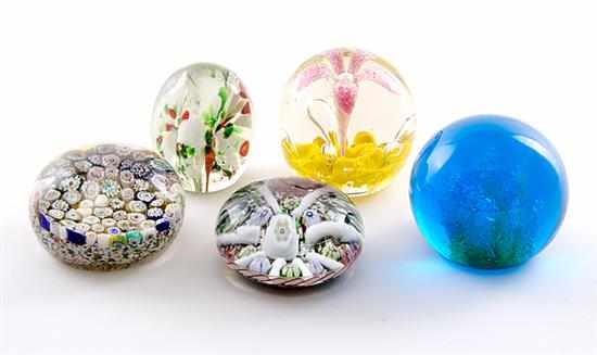 Appraisal: Collection paperweights millefiori weight H '' free-form millefiori weight H