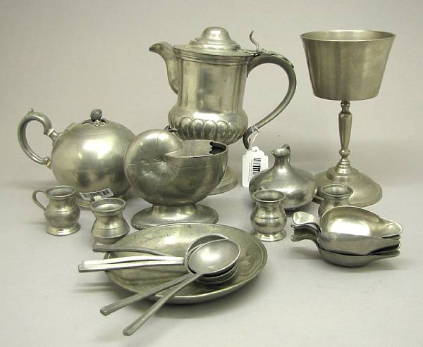 Appraisal: An assembled grouping of pewter th th century Comprising nautilus