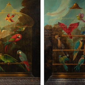 Appraisal: William Skilling American b Exotic Birds two works oil on