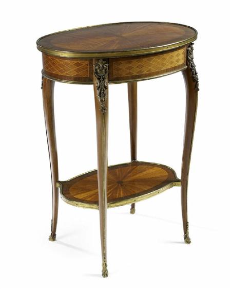 Appraisal: A th century French satinwood rosewood and parquetry petit table