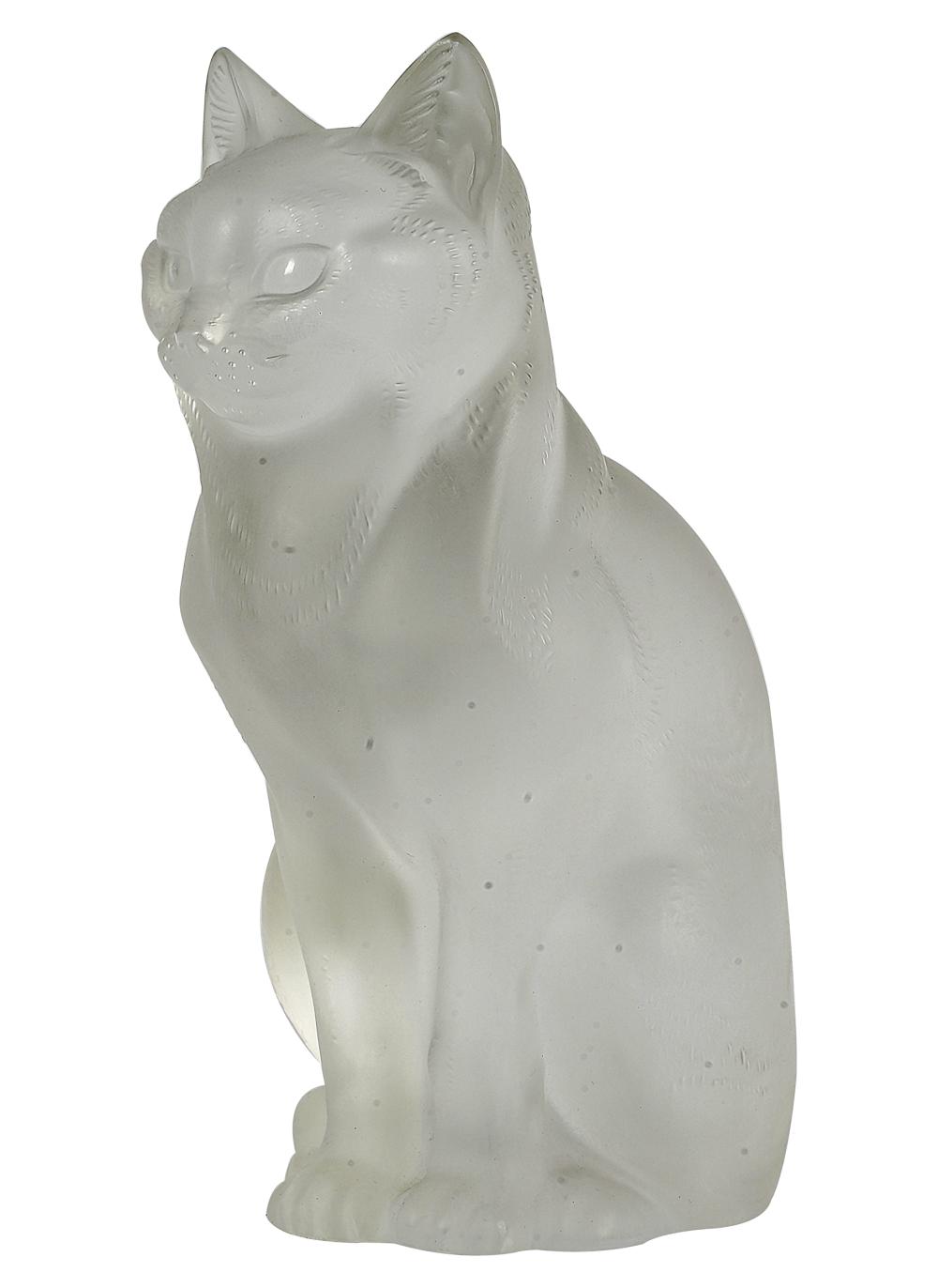 Appraisal: LALIQUE MOLDED GLASS CAT FIGUREsigned Lalique France and with adhesive