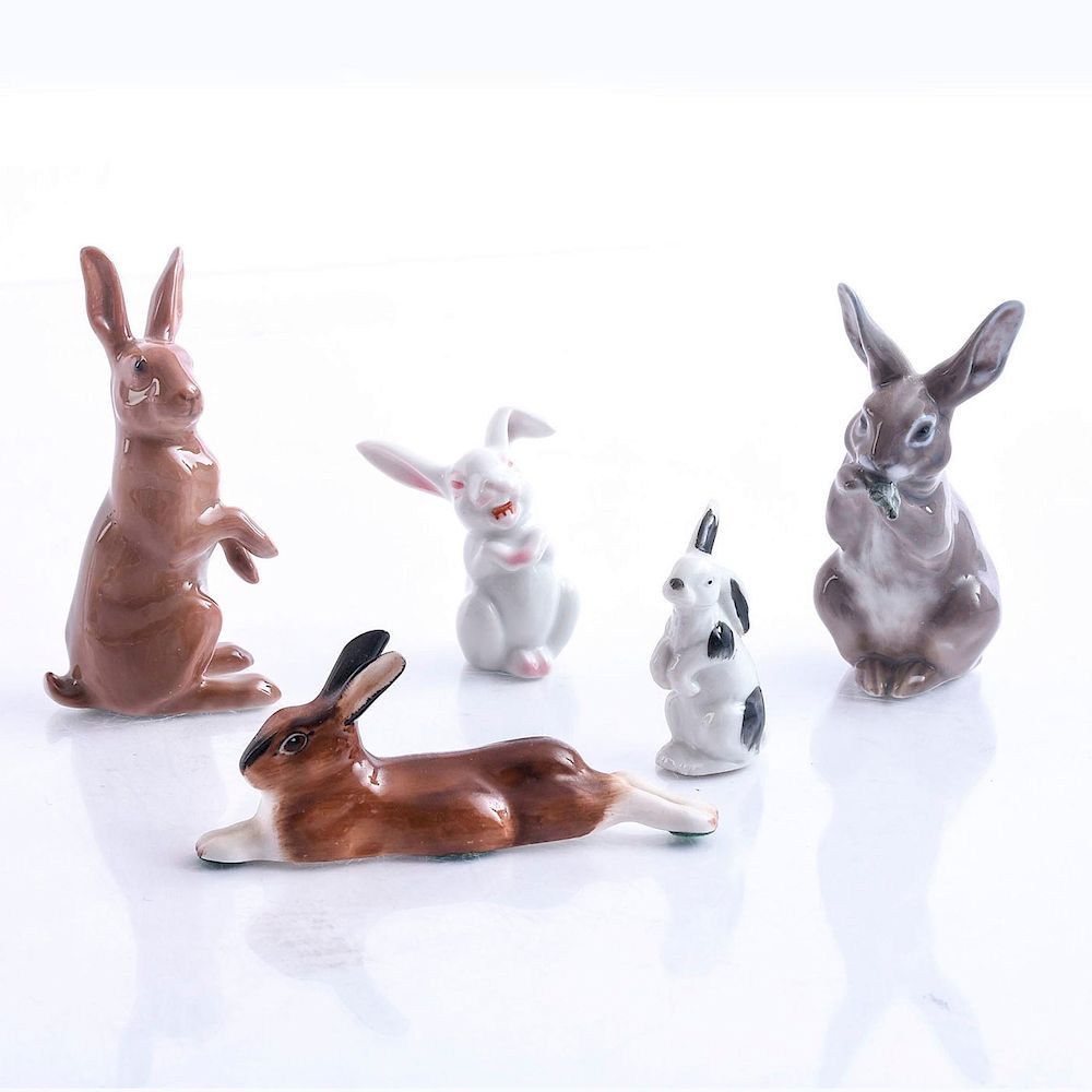 Appraisal: PORCELAIN RABBIT FIGURINES Multiple European manufacturers B G Royal Doulton