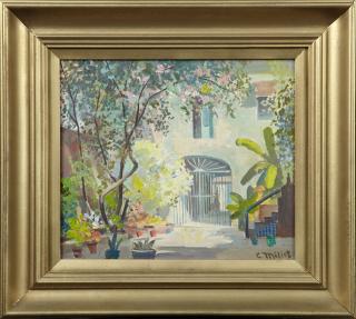 Appraisal: Clarence Millet - French Quarter Patio th c oil on