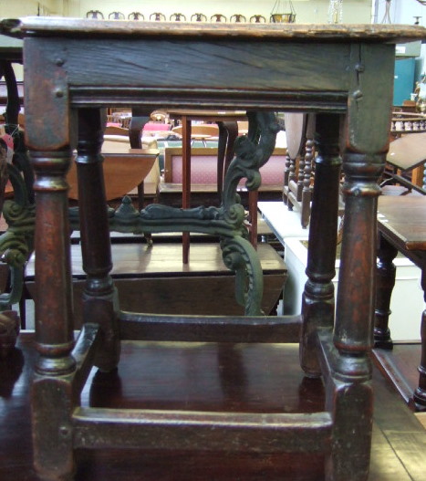 Appraisal: A Charles II oak joint stool the rectangular top with