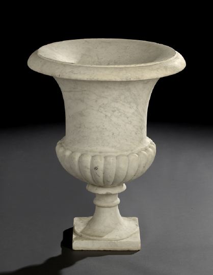 Appraisal: Neoclassical-Style Marble Garden Urn early th century of campana form