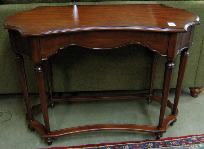 Appraisal: MAHOGANY CONSOLE TABLE The Bombay Company Inc having a shaped