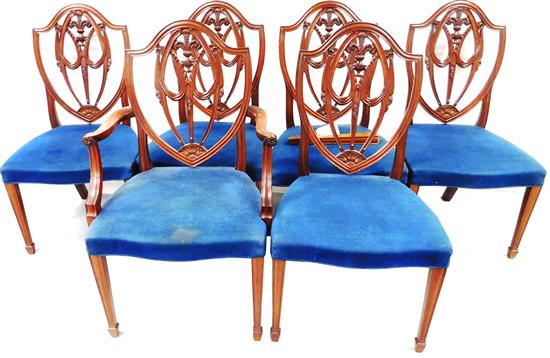 Appraisal: Six Hepplewhite style shield back dining chairs five side and