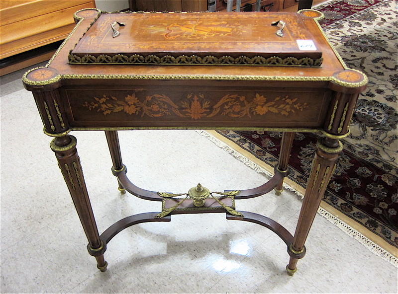 Appraisal: LOUIS XVI STYLE INLAID JARDINIERE TABLE French th century a