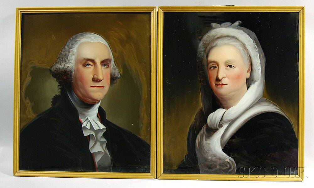 Appraisal: Attributed to William Matthew Prior American - Pair of Reverse-painted