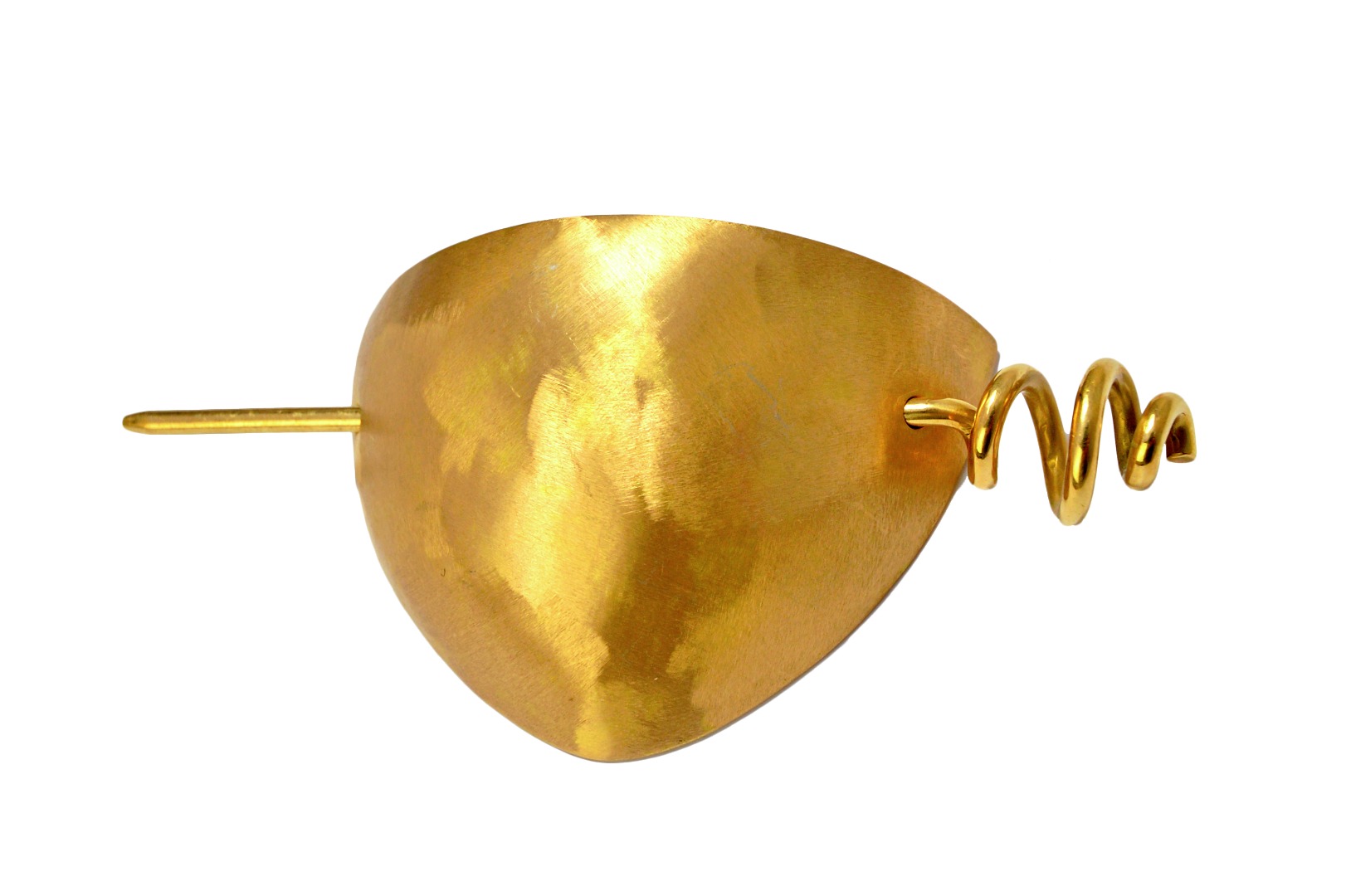 Appraisal: A gold hair ornamentation grip of curved triangular form having