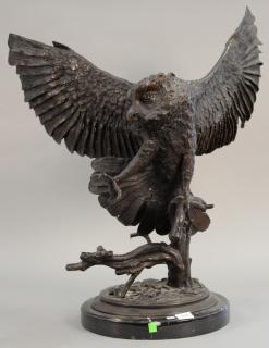 Appraisal: Moigniez bronze recast owl on marble base ht in wd