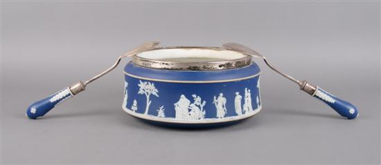 Appraisal: An English Blue Jasperware Salad Bowl Wedgwood Height inches