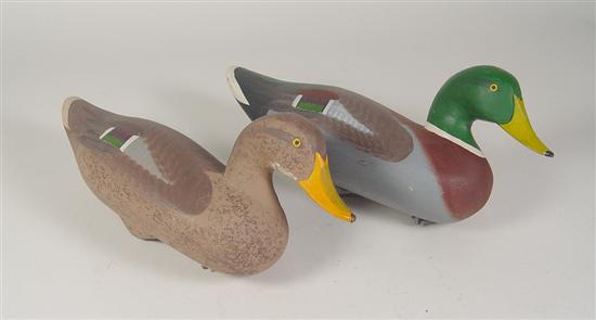 Appraisal: Pair of Working Duck Decoys Mallard hen and mallard drake