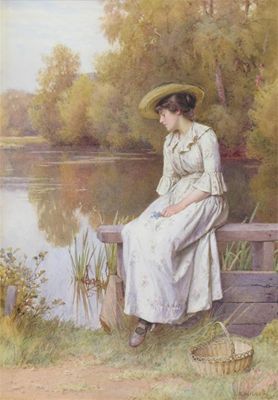 Appraisal: Charles Edward Wilson - A pensive moment Signed Watercolour x