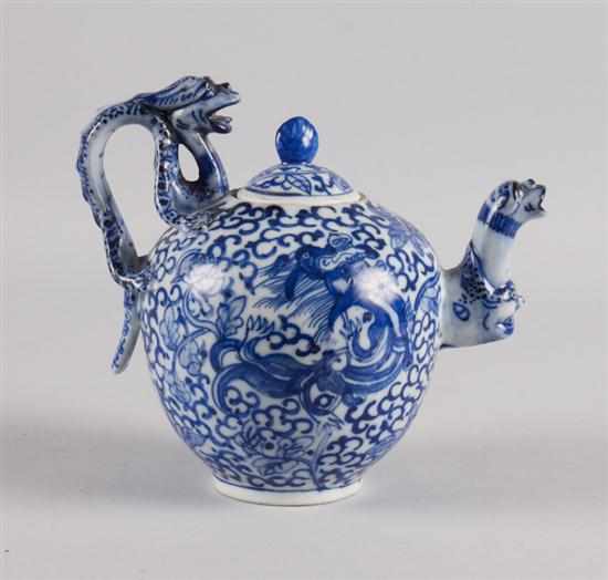 Appraisal: Chinese Export blue and white porcelain teapot in the Ming