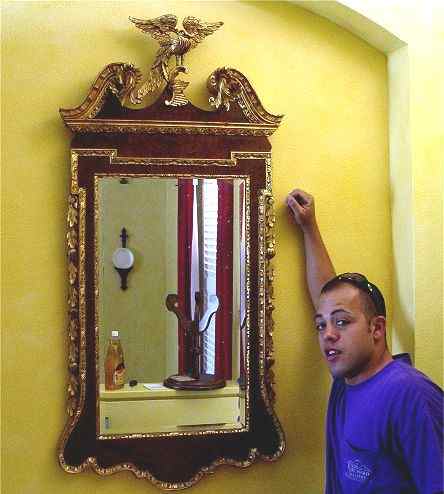 Appraisal: LA BARGE FEDERAL STYLE MIRROR SURMOUNTED BY A GOLD GILT