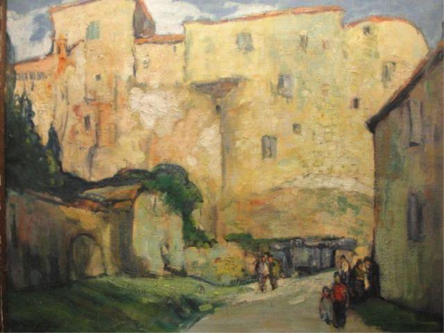 Appraisal: HUMPHREYS David Oil on Canvas Street Scene in France Signed