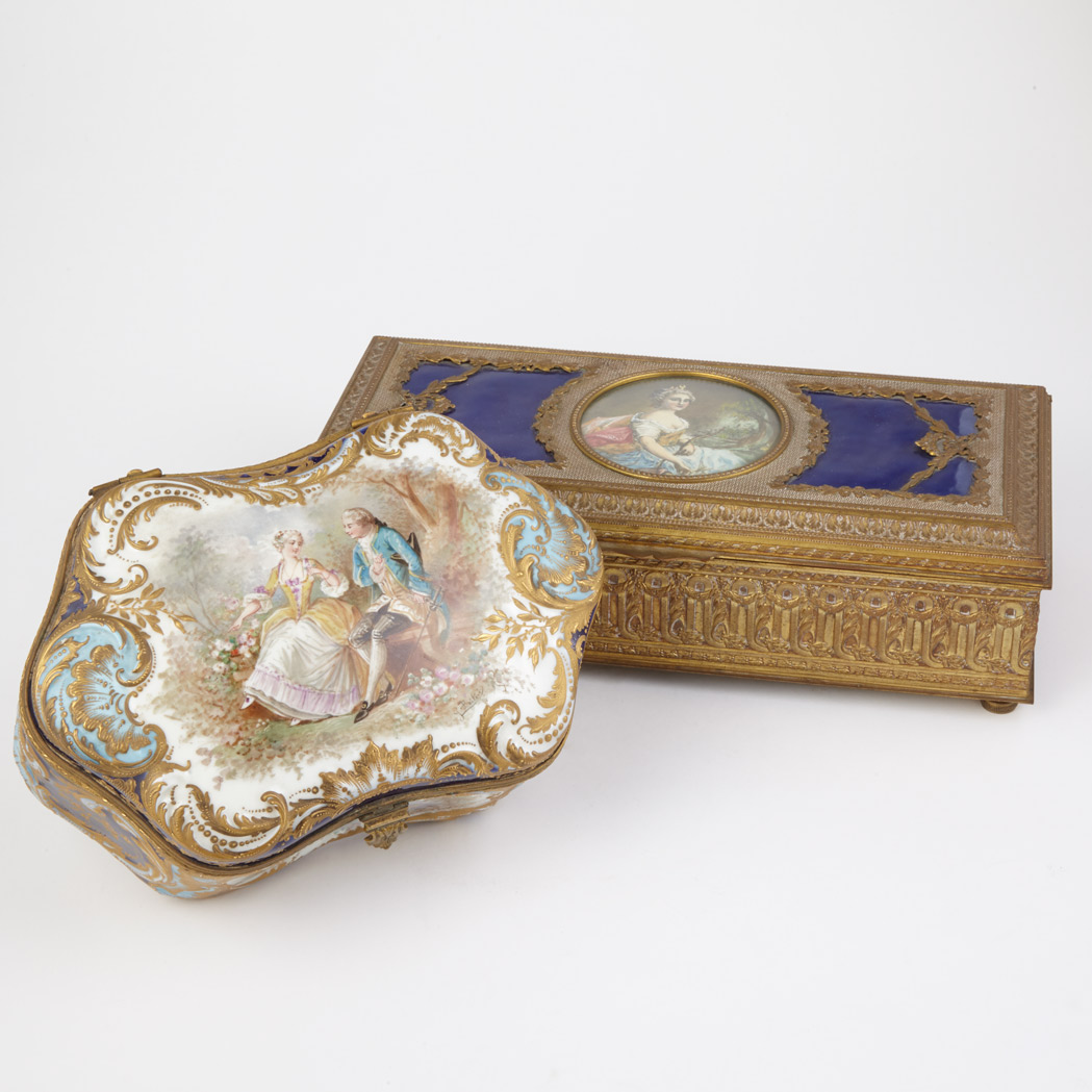 Appraisal: Sevres Gilt and Polychrome Decorated Porcelain Box G Poitevin late