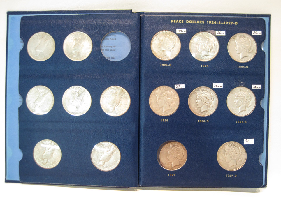 Appraisal: TWENTY U S SILVER PEACE TYPE DOLLARS IN ALBUM -P