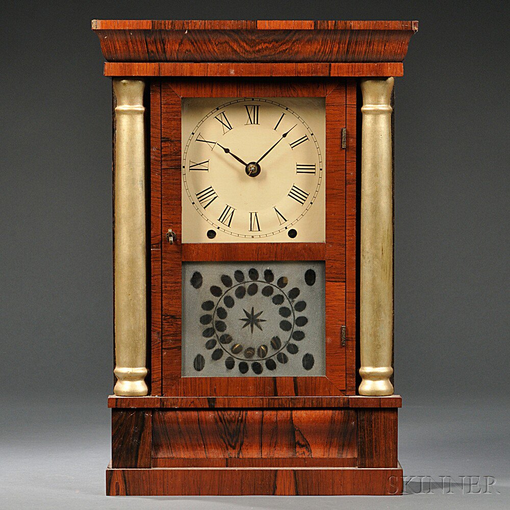 Appraisal: Chauncy Jerome Rosewood Veneer and Parcel-gilt Shelf Clock the molded