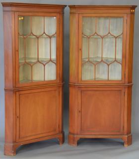 Appraisal: Pair of mahogany corner china cabinets ht in wd in