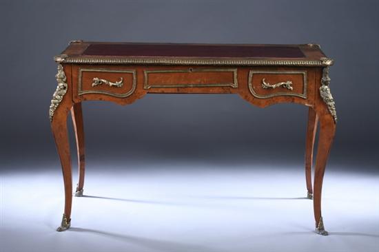 Appraisal: LOUIS XV STYLE WALNUT BUREAU PLAT th century with gilt-metal