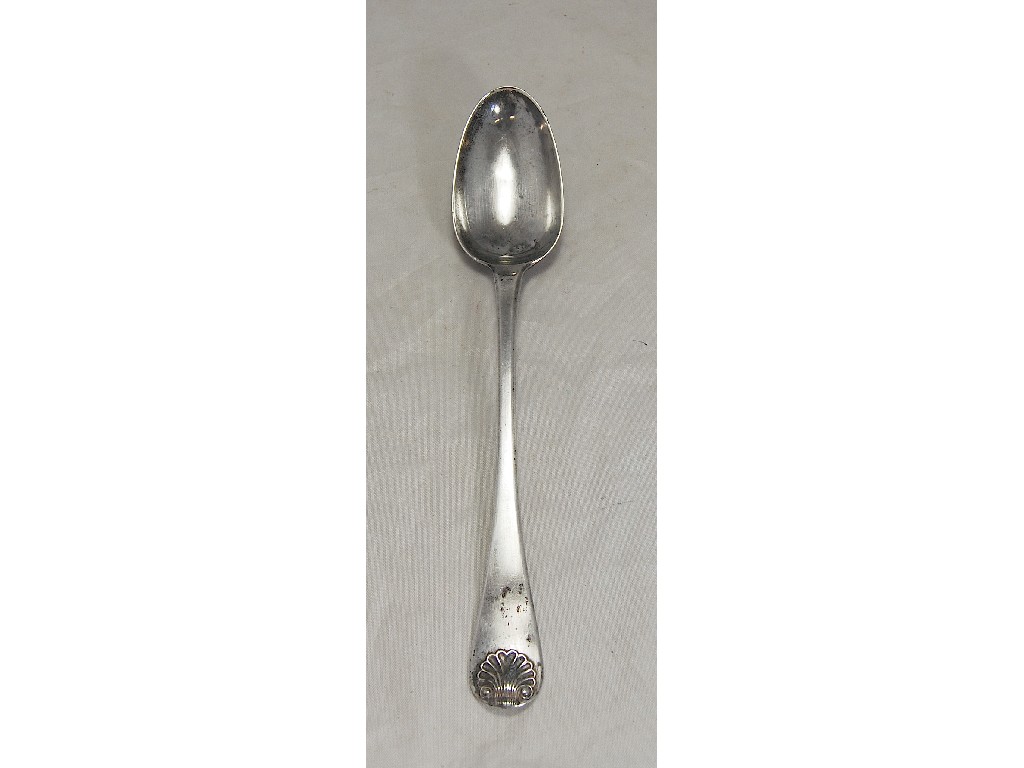 Appraisal: George III silver shell pattern gravy spoon London approx oz