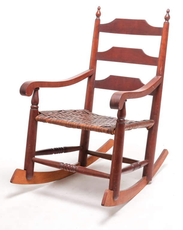 Appraisal: AMERICAN LADDER BACK ROCKING CHAIR Second quarter th century cherry