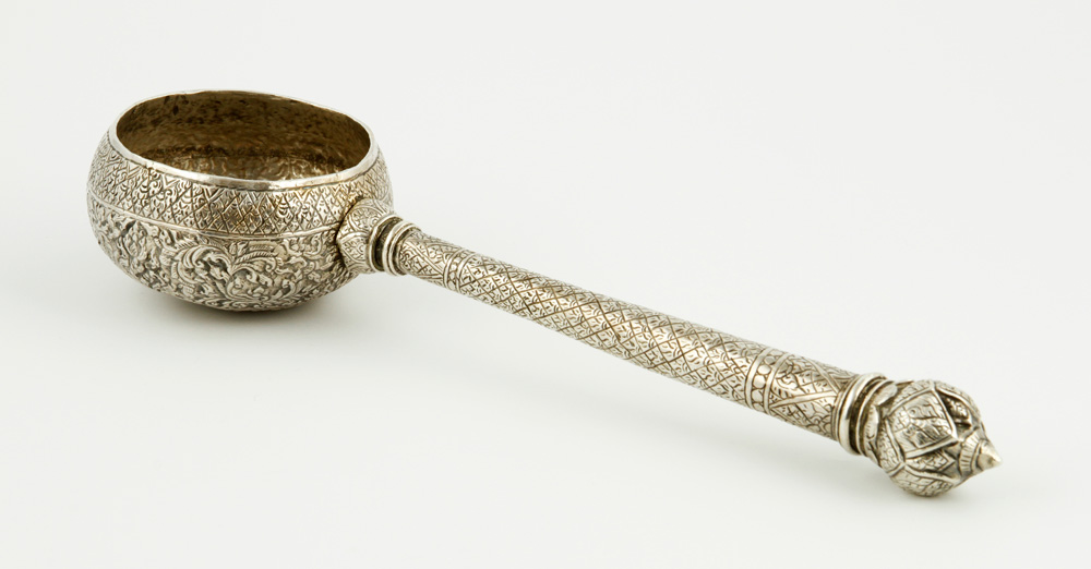 Appraisal: - th C Burmese Ladle th century Burmese ladle engraved