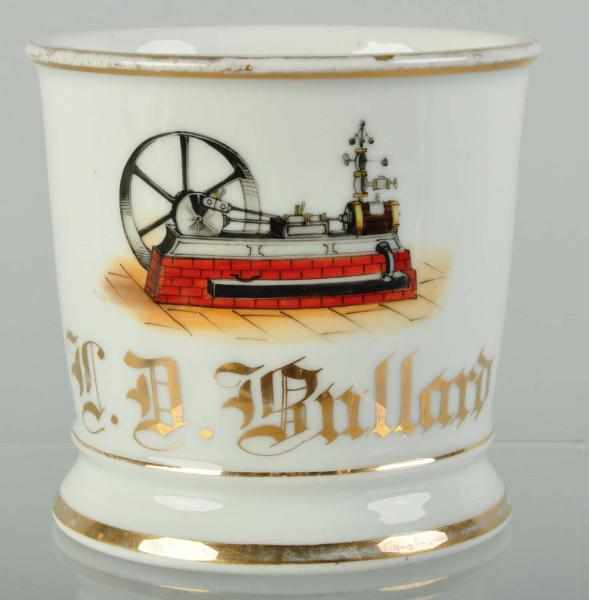 Appraisal: Stationary Steam Engine Shaving Mug Description Gilt name L D