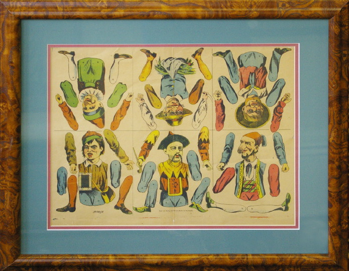 Appraisal: Pair of th-Century German Chromolithographs depicting puppet designs sight -