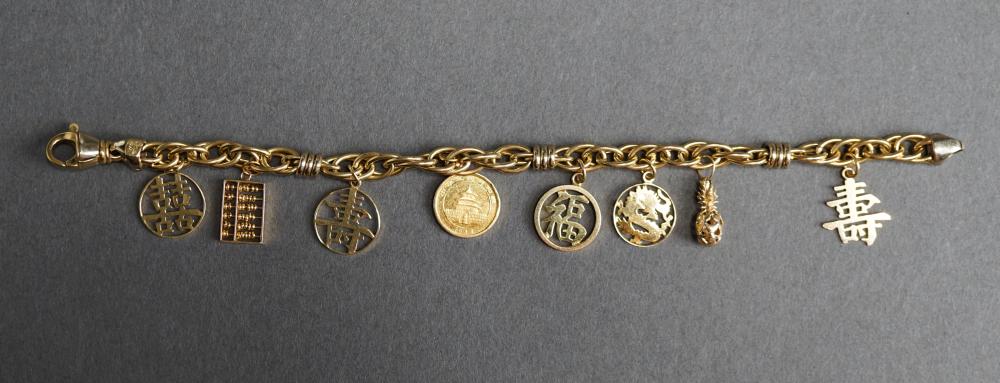 Appraisal: -Karat Yellow-Gold Bracelet With Eight Yellow-Gold Charms Weight dwt L