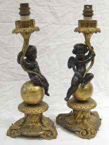 Appraisal: A pair of th c table lamps each a bronze