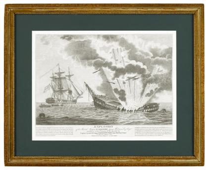 Appraisal: Engraving explosion of the british frigate guerriere after her capture