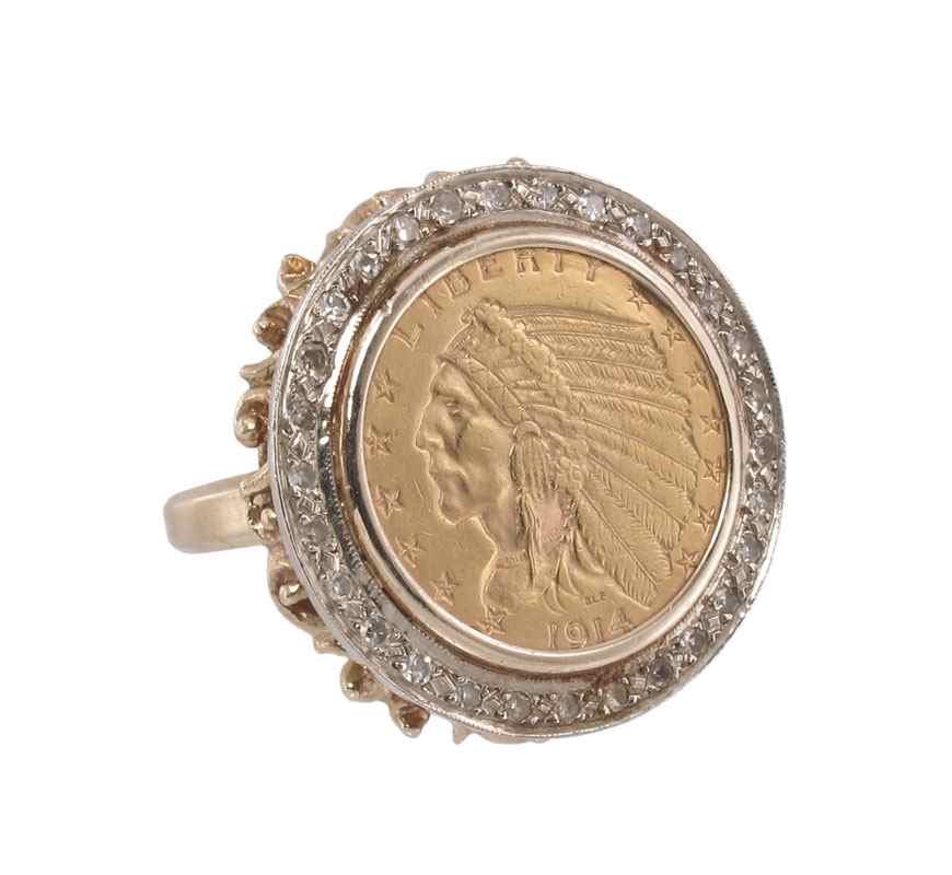 Appraisal: K DOLLAR US COIN RING K yellow gold ring contains